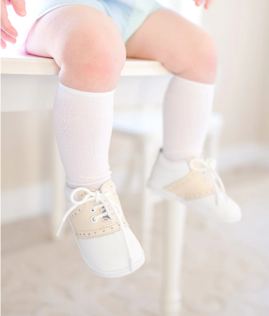 Austin Beige Leather Saddle Oxford Shoe (Baby) - Beige
